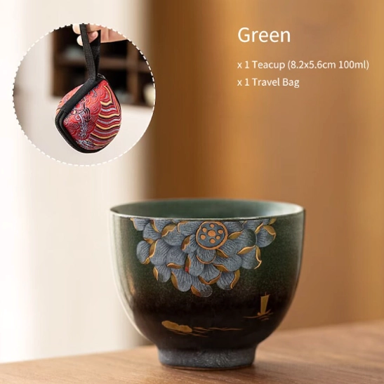 green variant ceramic lotus tea cup