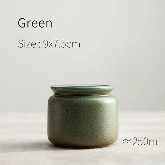green textured ceramic tea storage canister variant