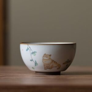120ml crackle glaze hand painted cat ceramic tea cup product overview