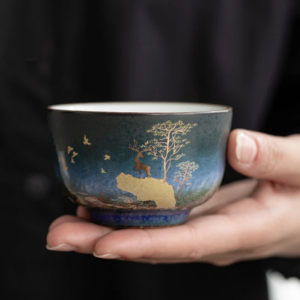 Hand-painted gradient ceramic deer gongfu tea cup 100ml product main view