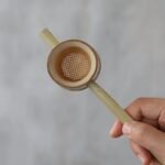 full view of handmade natural small bamboo tea strainer