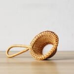 Handwoven antique bamboo rattan tea strainer full product view