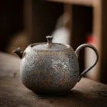 iron rust glaze ceramic teapot with infuser 230ml overall view