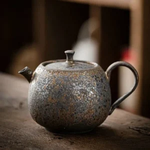 iron rust glaze ceramic teapot with infuser 230ml overall view