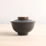 150ml japanese style black ceramic gaiwan tea cup full set