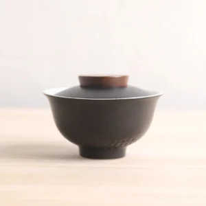 150ml japanese style black ceramic gaiwan tea cup full set