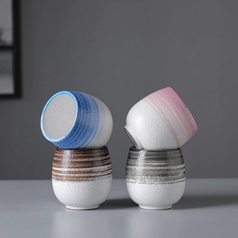 close up of textured base of japanese style ceramic tea cup