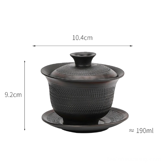 Japanese vintage 190ml gaiwan tea cup with lid on bowl