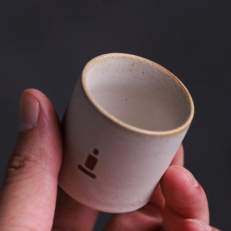 japanese zen tea cup side view showing rustic ceramic texture
