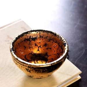 authentic jian zhan gold oil spot chinese tea cup 130ml front view