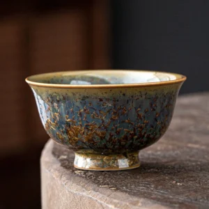 100ml blue green glazed Jianzhan Chinese tea cup full view