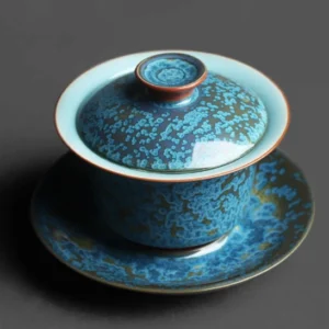 160ml jun yao kiln change blue gaiwan tea cup full view