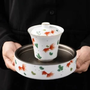 koi fish gaiwan tea cup complete set