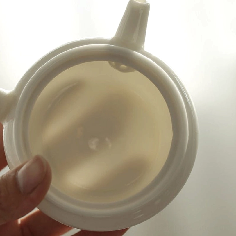 close up of the built-in spherical infuser in kyusu teapot spout