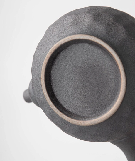 dark gray kyusu teapot handle and spout detail view