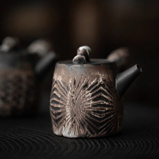 lead-free ceramic teapot with matching lid top view