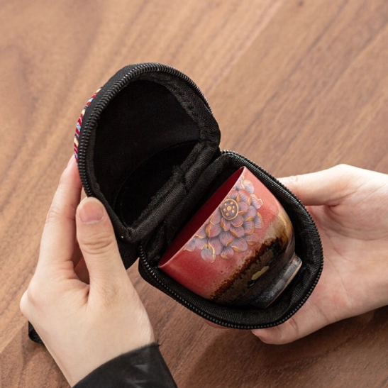 detailed lotus pattern on ceramic tea cup surface