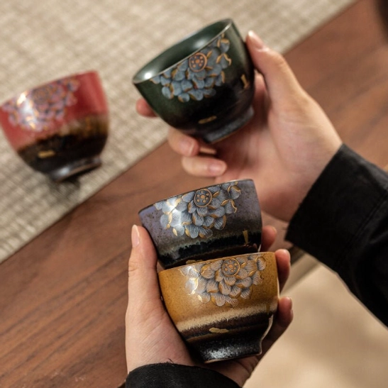 side view of ceramic lotus chinese tea cup