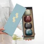 boxed gift set of four mixed color chinese ceramic tea cups