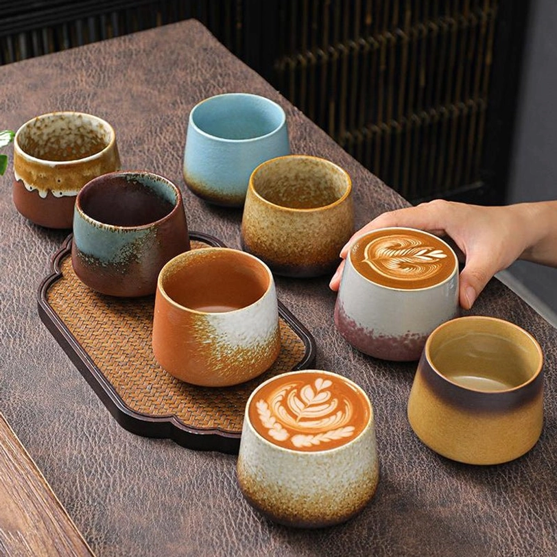mixed colored gradient large ceramic tea coffee cups