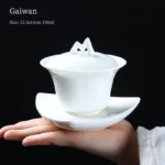 front view of 130ml modern white porcelain gaiwan tea cup