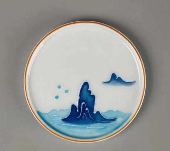 Mountain design ceramic tea cup saucer for Chinese tea set