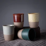 collection of multi-color two-tone japanese clay tea cups 130ml