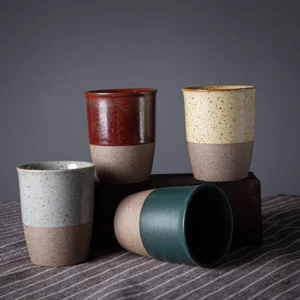 collection of multi-color two-tone japanese clay tea cups 130ml