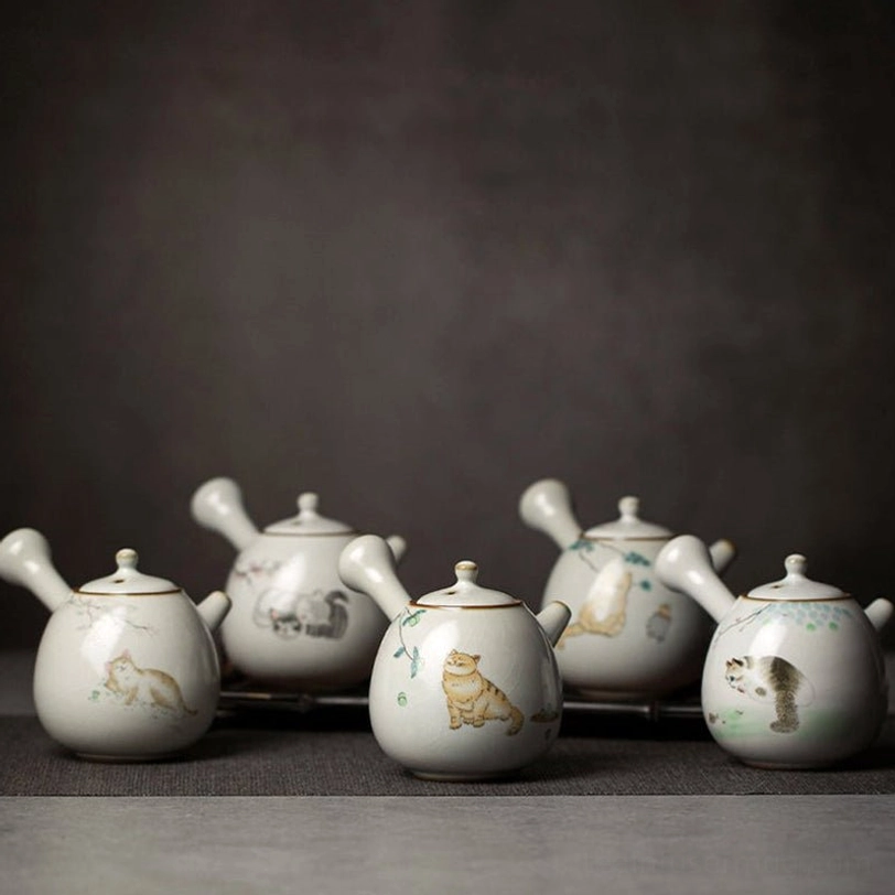 multiple cat kyusu teapot styles selection for cat lovers