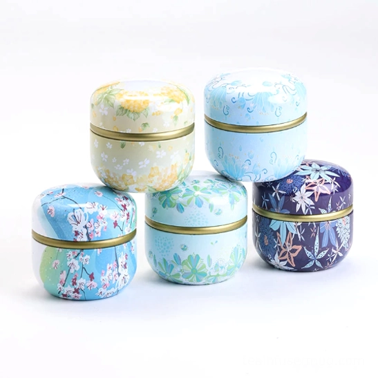 multiple floral tea storage canisters with matcha tea set