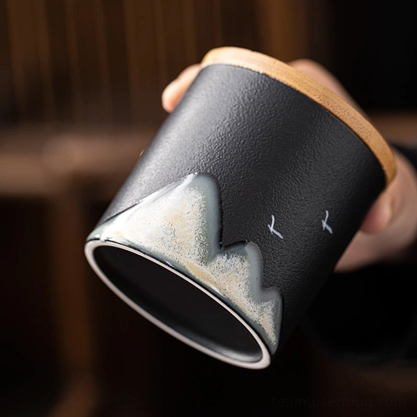 top view of bamboo lid for ceramic tea storage canister