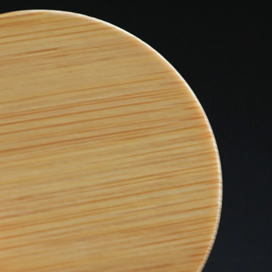 top view of natural bamboo lid for ceramic tea storage canister
