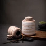 natural textured ceramic airtight tea storage canister