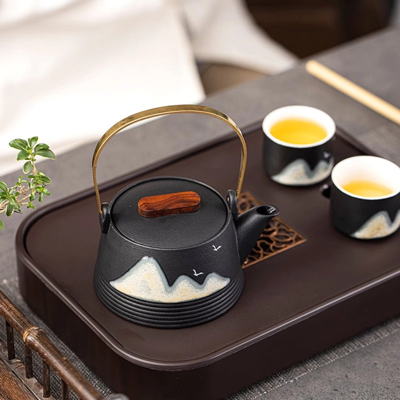 10oz new chinese style ceramic teapot with infuser full view