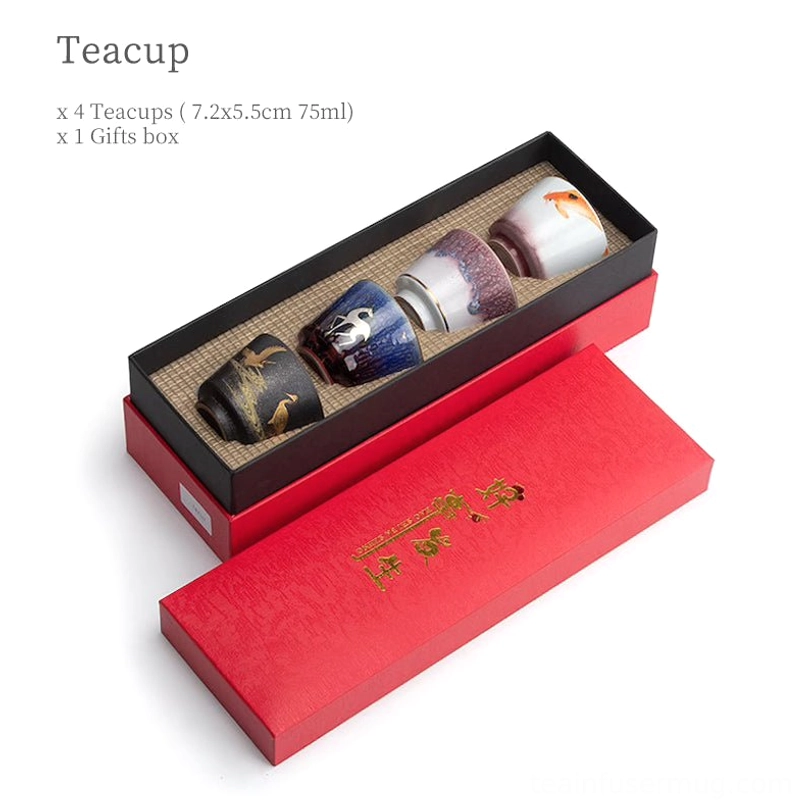 chinese tea cup set packaged in gift box with protective padding