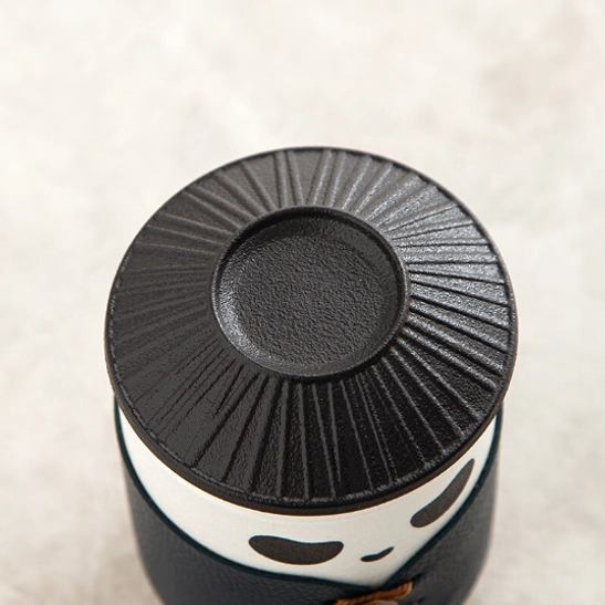 Panda tea infuser mug 300ml with lid used as tea filter coaster