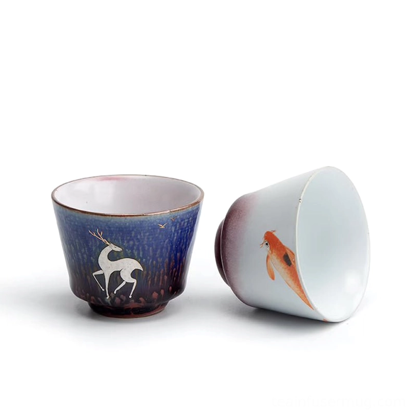 pink purple gradient glazed chinese kung fu porcelain tea cup