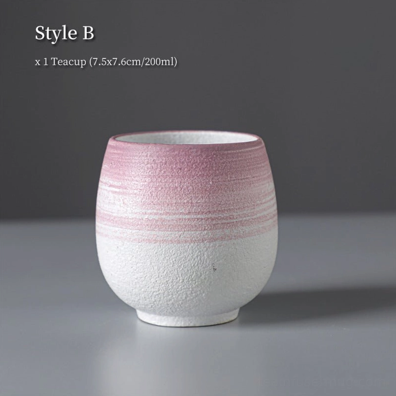 pink striped style b 200ml japanese style ceramic tea cup