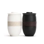 full set of 9.5oz portable ceramic tea infuser mug with infuser lid and travel carry bag