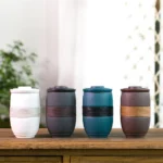 full set of portable ceramic travel tea set with infuser and carry bag