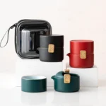 Full unboxed portable ceramic travel tea set 130ml one pot one cup