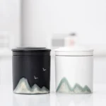 Full view 300ml portable Chinese ceramic tea infuser mug with carry case