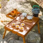 Complete unfolded portable travel gongfu tea set with all components displayed