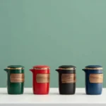 Full set of portable travel gongfu tea set with teapot and teacups displayed