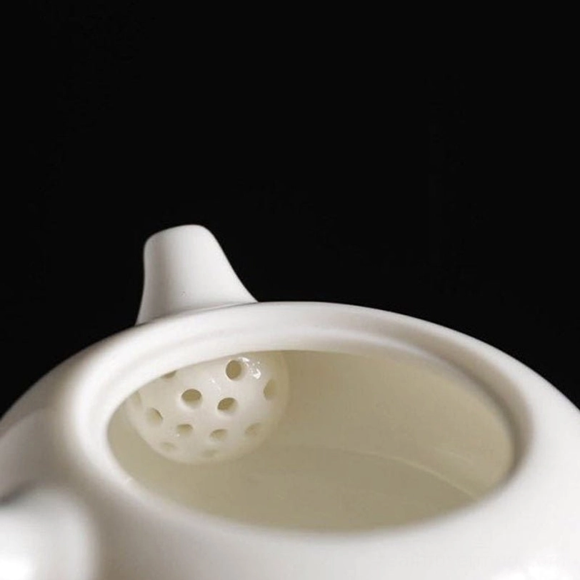 translucent light test showing fine smooth texture of premium white ceramic kyusu body