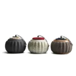 Pumpkin shaped ceramic tea storage canister full product view