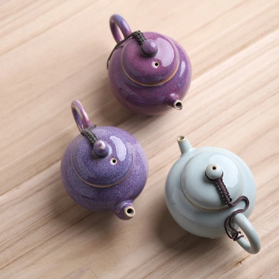 Purple gradient unique glaze 110ml Chinese ceramic teapot with infuser