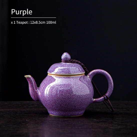 purple 100ml ceramic teapot with infuser variant