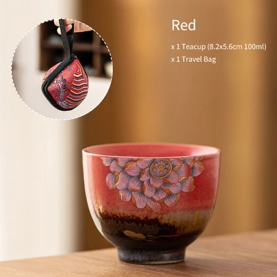red variant ceramic lotus tea cup