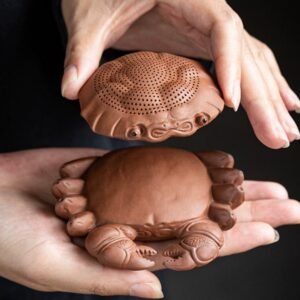 Red purple clay crab tea strainer with base Chinese tea accessory